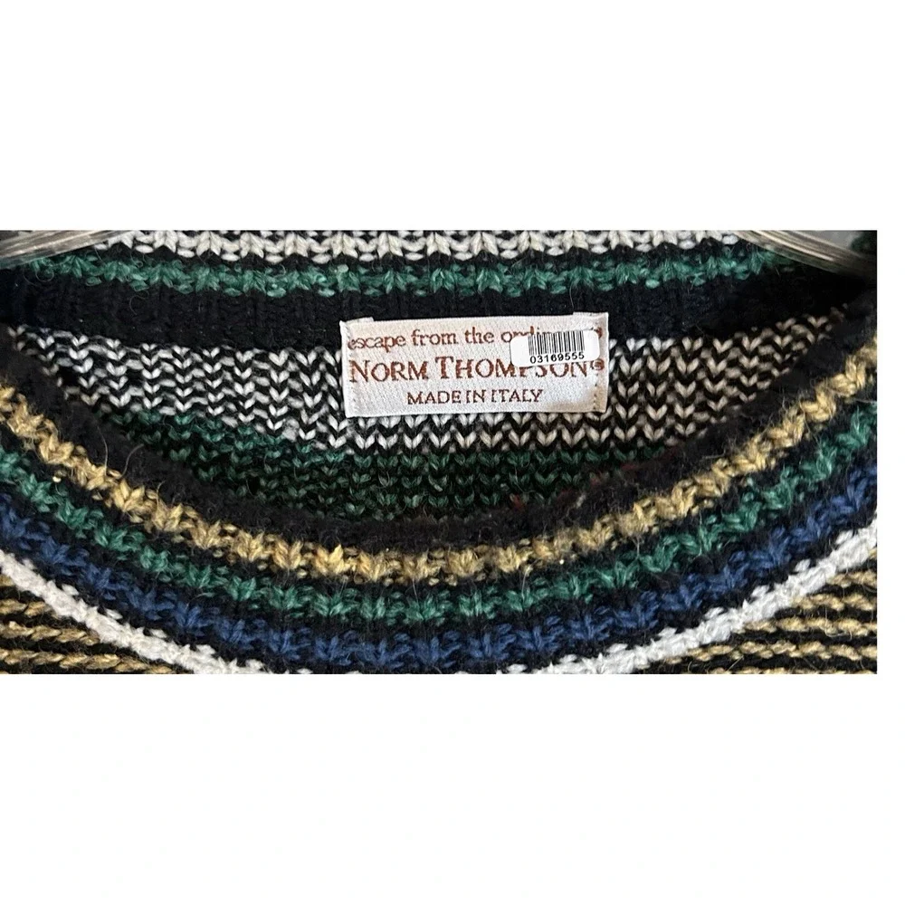 Vtg Norm Thompson Sweater Men's XL Textured Colorful Diamond Cosby Style‎